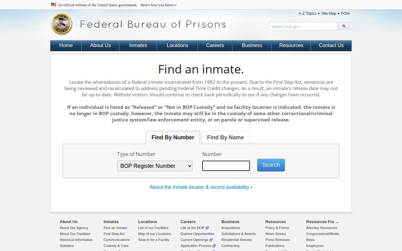 Federal Bureau of Prisons inmate locator for Wilcox County custody questions